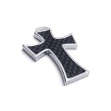 Men Black Silver Pure Titanium Cross Pendant Necklace