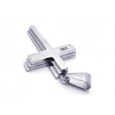 Mens Silver Pure Titanium Necklace Cross Pendant (New)