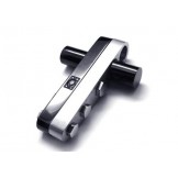 Men Black Silver Pure Titanium Cross Pendant Necklace