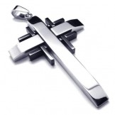 Men Black Silver Pure Titanium Cross Necklace Pendant