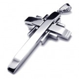 Mens Silver Pure Titanium Cross Pendant Necklace (New)
