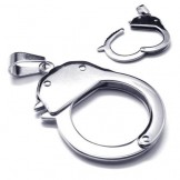 Men's Silver Pure Titanium Handcuff Pendant Necklace