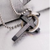 Classical Black Holy Bible Men's titanium Cross Pendant