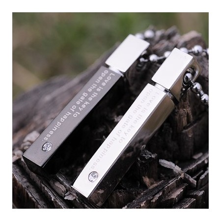 Fashion Cuboid Refined sweetheart Lovers titanium necklace pendants