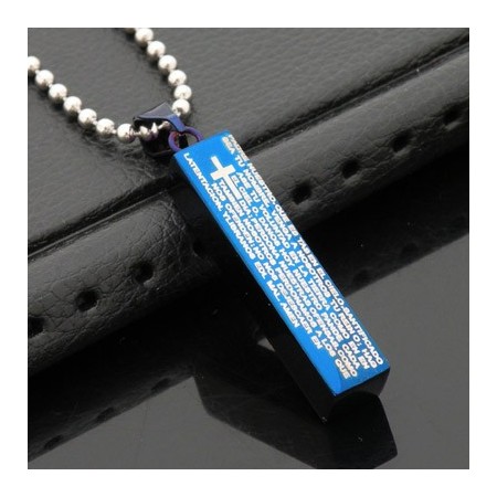 Fashion Cuboid Blue Mens Titanium necklace pendant