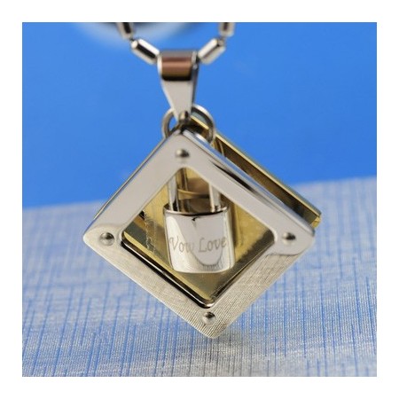 Wow love Sweetheart Lock Titanium Necklace Pendant