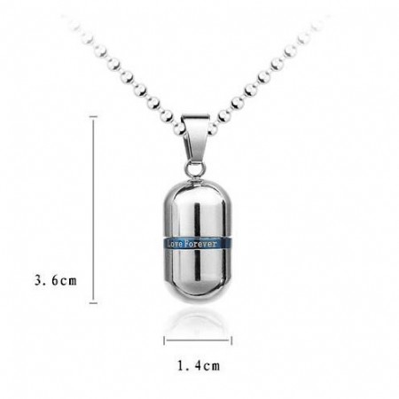 Love Forever Silver Pure Titanium Pill Pendant Necklace