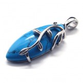 Fashion Blue Carnelian Titanium Pendant - Free Chian