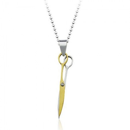 Gloden Scissor Fashion Titanium Pendant - Free Chain