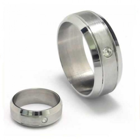 8mm Diamond Unisex Titanium Band Ring