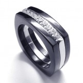 8mm Diamond Unisex Titanium Band Ring