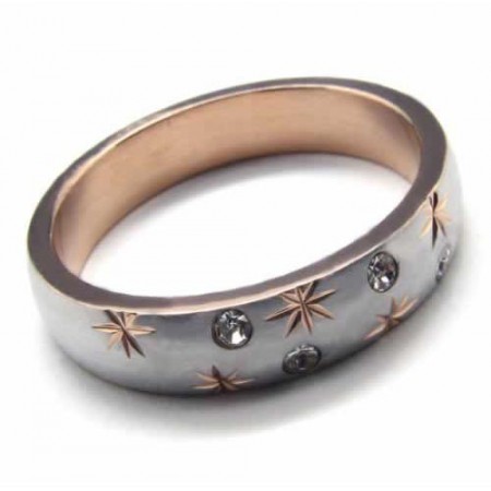 Diamond set 4mm Titanium & Gold Inlaid Court Band Ring