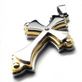 There Layers Cross Titanium Pendant (Gloden) 18860