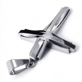 Fashion ripple Cross Titanium Pendant (Silver) 19087