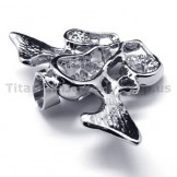 Pure Titanium Three Skull Design Pendant with Wings - Free Chain 16457