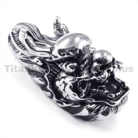 Titanium Loong Head Pendant - Free Chain 19147