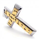 Golden Cross Titanium Pendant - Free Chain 19319