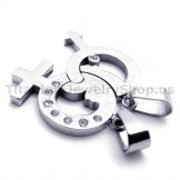 Titanium Lovers Pendants with Diamonds-Free Chains 19337