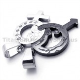 Black Titanium Lovers Pendants with Diamonds-Free Chains 19338