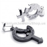 Black Titanium Lovers Pendants with Diamonds-Free Chains 19338
