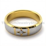 Gloden Cross Titanium Ring with Diamond 19277