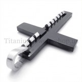 black mens fashion titanium cross pendant 19645