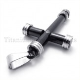 fashion black cylinder titanium cross pendant 19648