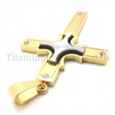 embedded silver small cross gold fashion titanium cross pendant 19651