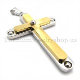 fashion with diamond two layers titanium cross pendant 19655