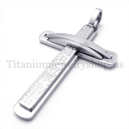 silver two layers fashion titanium cross pendant 19661