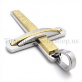 two layers gold fashion titanium cross pendant 19663