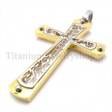 gold embedded hollow cross pattern fashion titanium cross pendant 19678