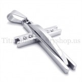 silver with diamond fashion titanium cross pendant 19631