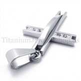 silver with diamond fashion titanium cross pendant 19631