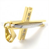 golden with diamond fashion titanium cross pendant 19632