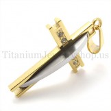 golden with diamond fashion titanium cross pendant 19632