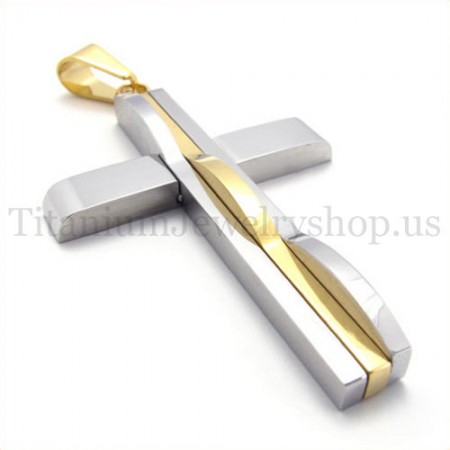 golden fashion man titanium cross pendant 19635