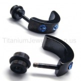 Black Titanium Blue Diamonds Earrings 17293