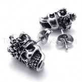White-eyes Crown Skull Titanium Earrings 20352