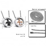 Black and Rose Gold Angle Titanium Lovers Pendants with Rhinestone and Free Chains GX627