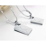 Titanium Rose Gold Letter and Free Chains Rectangle Lovers Pendants wiht Rhinestones and Free Chainse C726