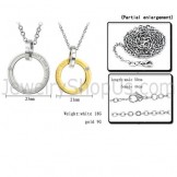 Titanium Silver and Gold Rings "Lock Our Love" Lovers Pendants with Dimaonds and Free Chains C350