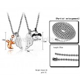 Titanium Black and Rose Gold Lovers Pendants with Rhinestones and Free Chains c739