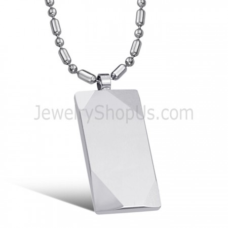 Rectangle Tungsten Silver Pendant C638