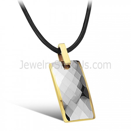 Tungsten Intricate Multifaceted Design Pendant with Plating 18k Gold C632