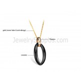 Black Ceramic "0" Tungsten Pendant with Gold Chain C716