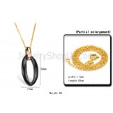 Black Ceramic "0" Tungsten Pendant with Gold Chain C716