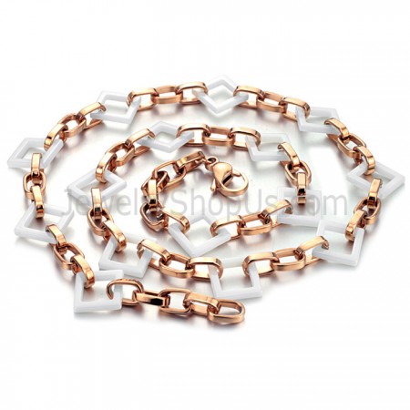 Rose Gold Titanium Square Ceramic Necklace C747
