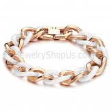 White Ceramic and Rose Gold Titanium Staggered Bracelet C403