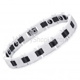 White and Black Ceramic Bracelet with Energy Magnetic Stone C414